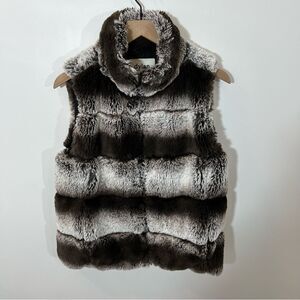 Dylan by True Grit Faux Aspen Fur Love Vest Striped | Size S